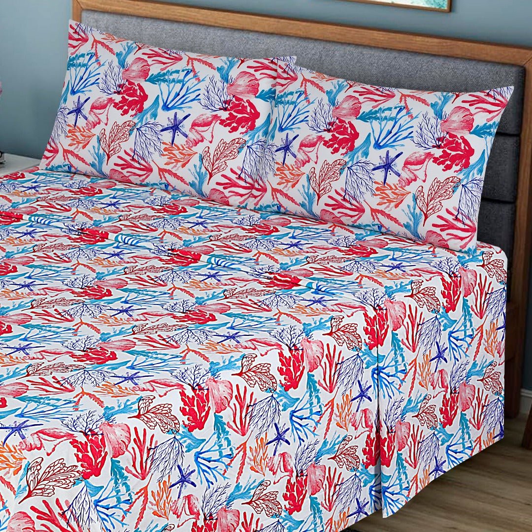 Water Color Bed Sheet Set King - Lotus