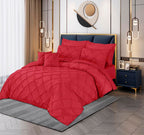 Pin Tuck Duvet Cover 8 Pcs Set Red-40194 RFS