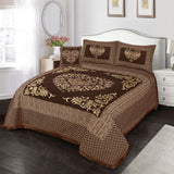 Jacquard Velvet Bed Sheet Set 4 pcs Heart Chocolate King-40213 RFS