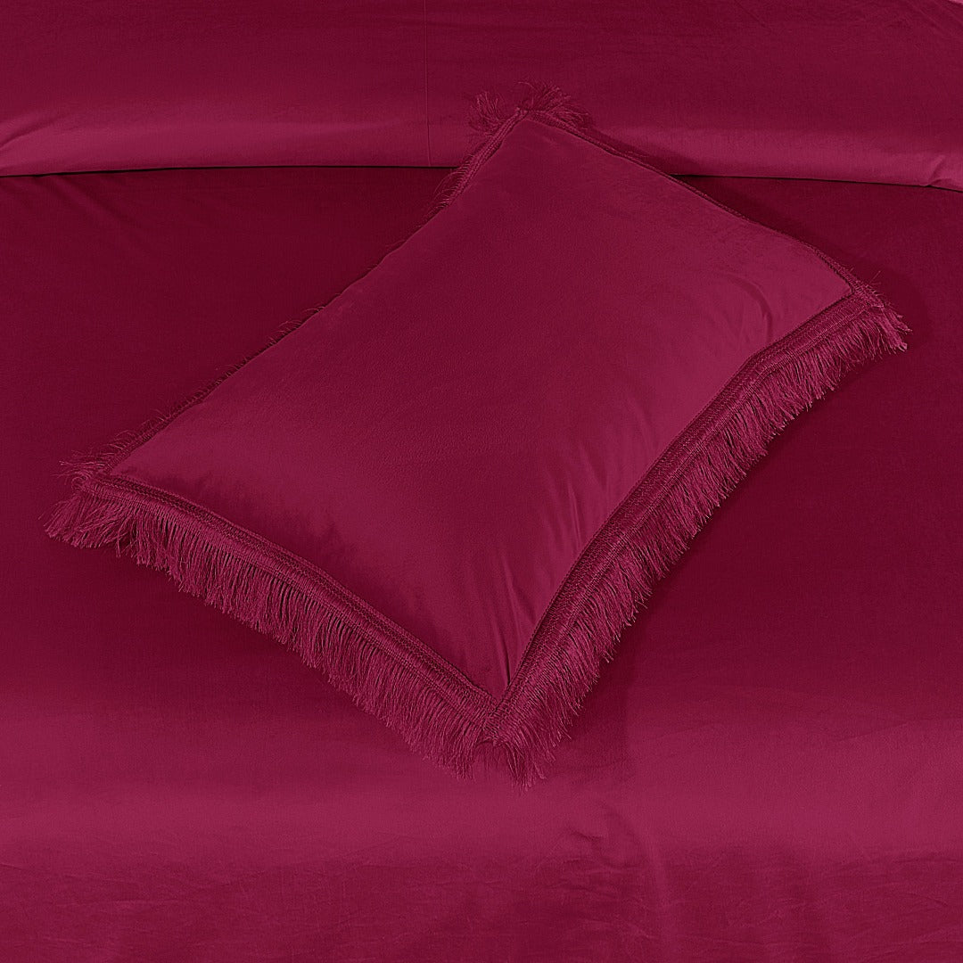 Velvet Bed Sheet 5 Pcs Burgundy-40108