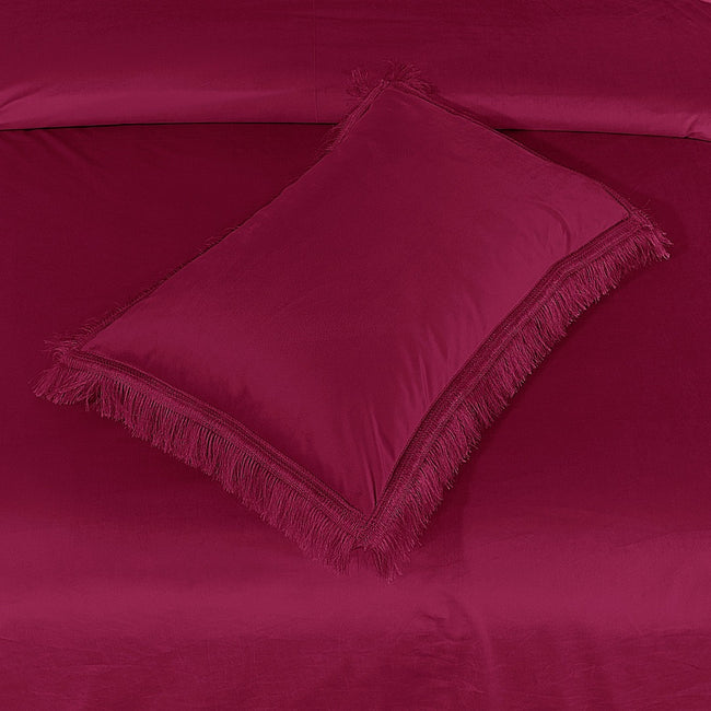 Velvet Bed Sheet 5 Pcs Burgundy-40108 Main Image