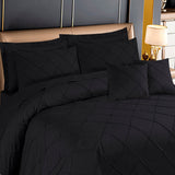 Diagonal Pleated Duvet Cover Set 8 Pcs Black-40149 RFS