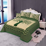 Jacquard Velvet Bed Sheet Set 4 pcs Autumn Tree Forest Green King-40221 RFS