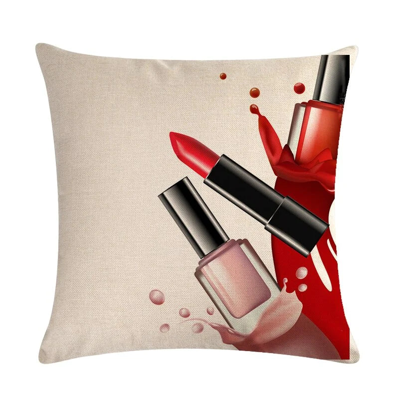 Flower Lipstick Bottle Makeup Cushion Covers (Pack Of 6)-CC-59