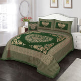 Jacquard Velvet Bed Sheet Set 4 pcs Heart Forest Green-40215 RFS