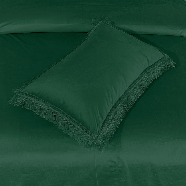 Velvet Bed Sheet 5 Pcs Forest Green-40106 Main Image