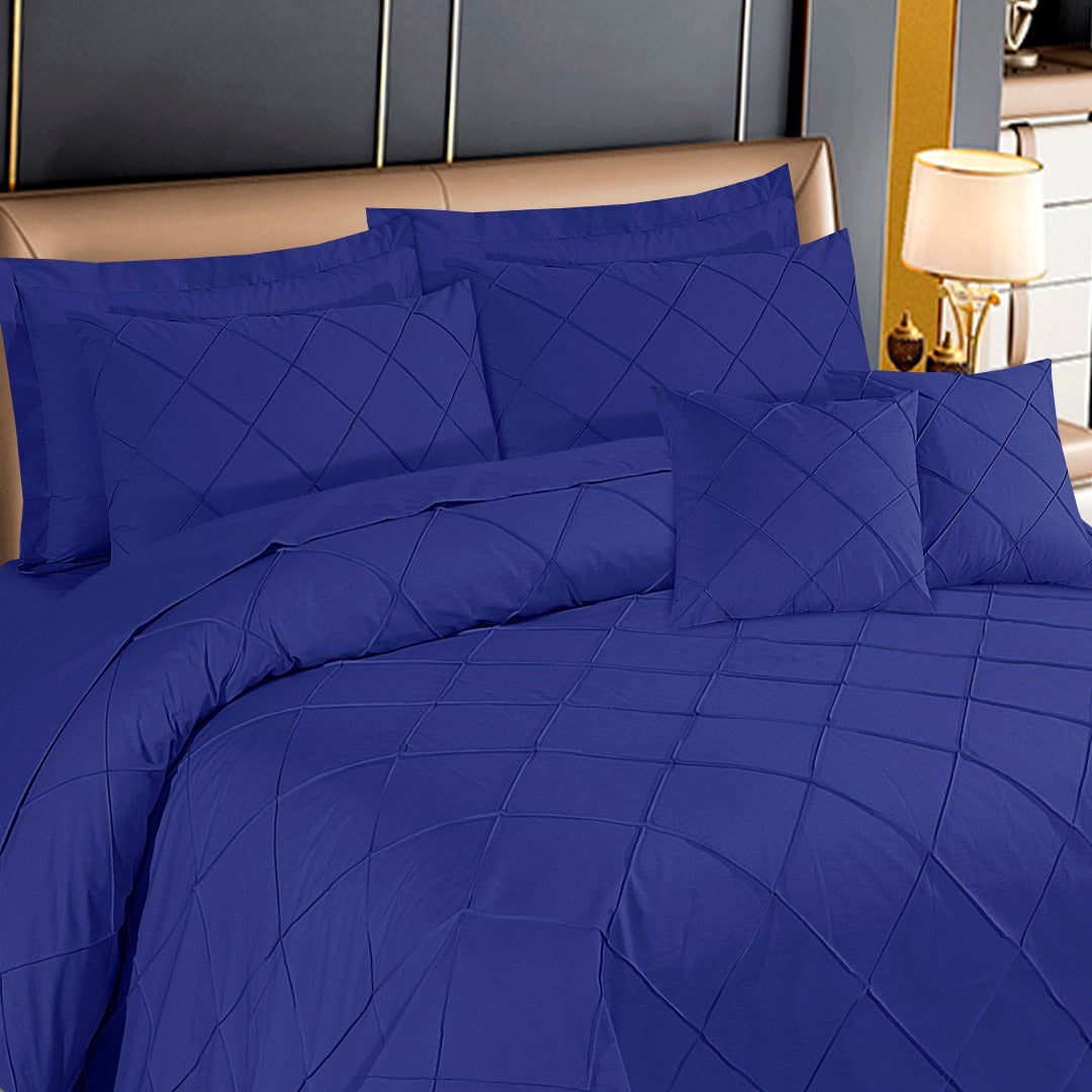 Diagonal Pleated Duvet Set 8 Pcs Royal-40150 RFS