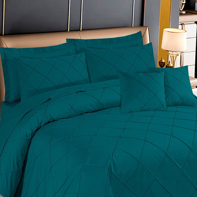 Diagonal Pleated Duvet Cover Set 8 Pcs Zinc-40155 RFS Main Image