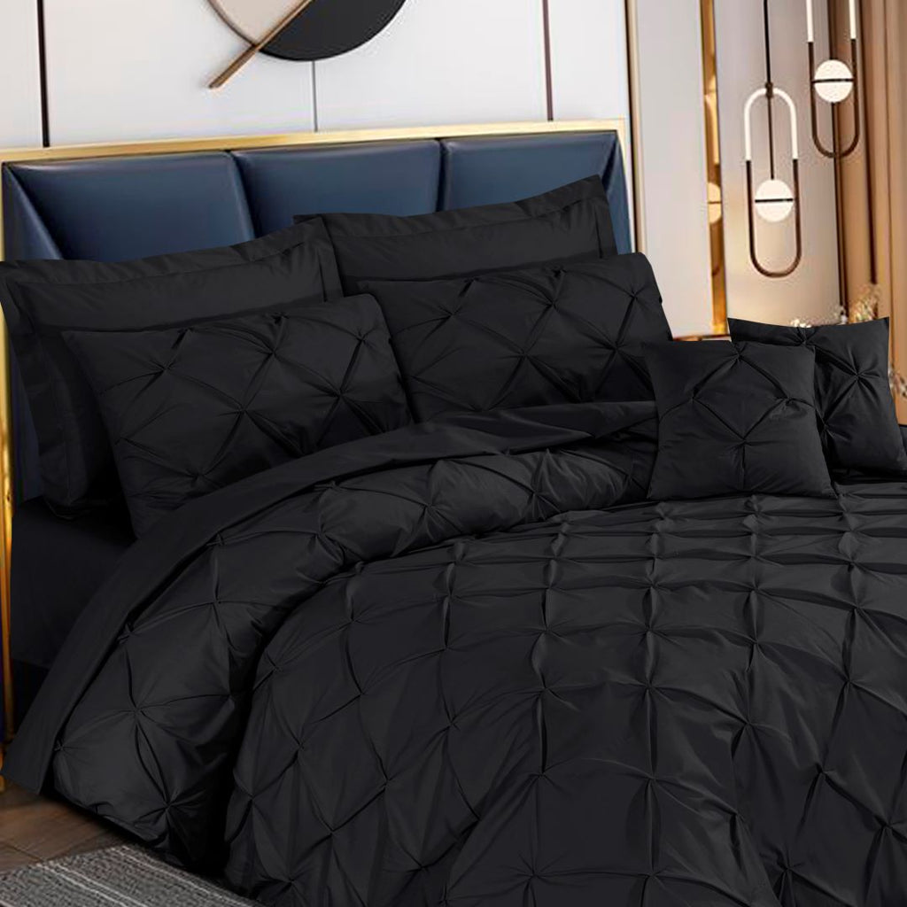 Pin Tuck Duvet Cover Set Black-40188 RFS