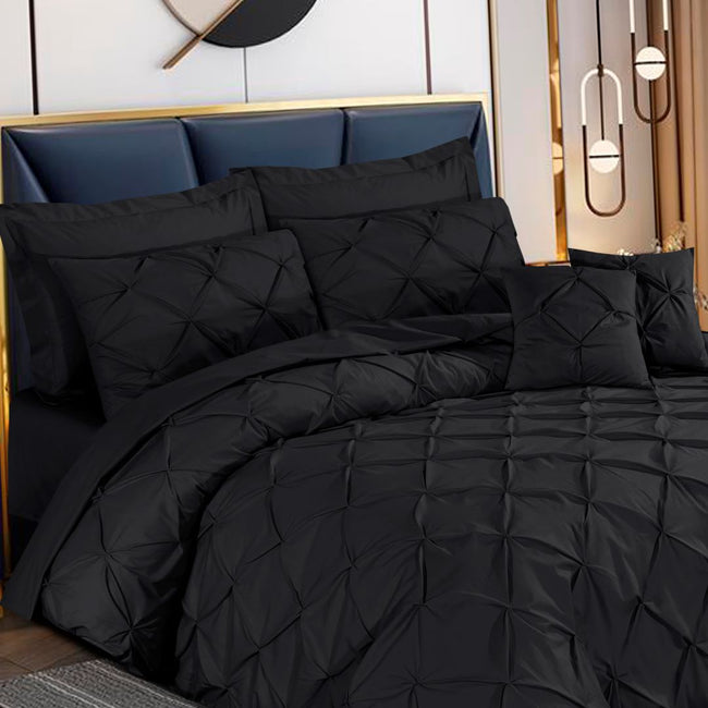 Pin Tuck Duvet Cover Set Black-40188 RFS Main Image