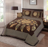 Jacquard Velvet Bed Sheet Set 4 pcs Chikankari Chocolate-40266 RFS
