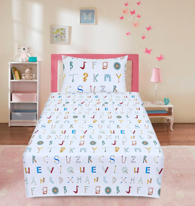 Cartoon Character Bed Sheet Alphabets Single-30161 Hover Image