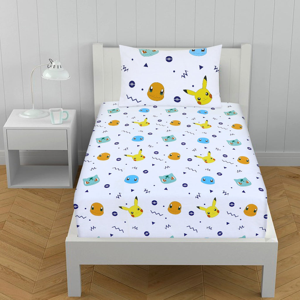 Cartoon Character Fitted Sheet Poke_Mon Single-30170