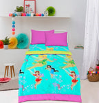 Bedding set with fairy design on a bed in a child's room