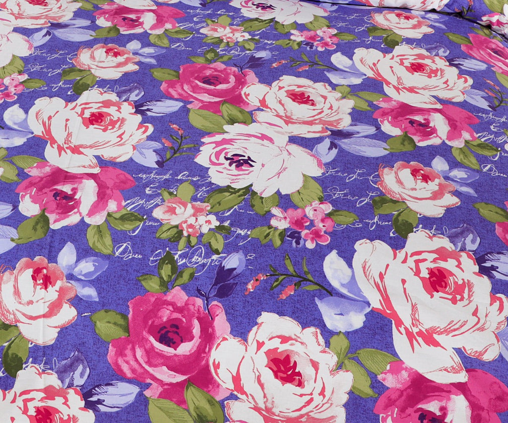 Cotton Sateen Bed Sheet Rosebush Floral King-30124