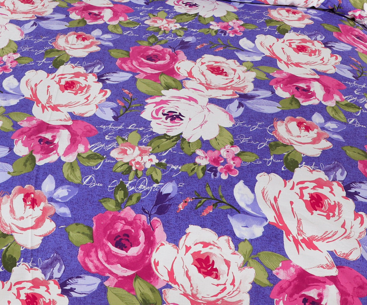 Cotton Sateen Bed Sheet Rosebush Floral King-30124