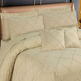 Diagonal Pleated Duvet Cover Set 3 Pcs Beige-40161 RFS