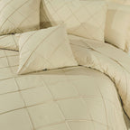 Diagonal Pleated Duvet Cover Set 8 Pcs Beige-40161 RFS