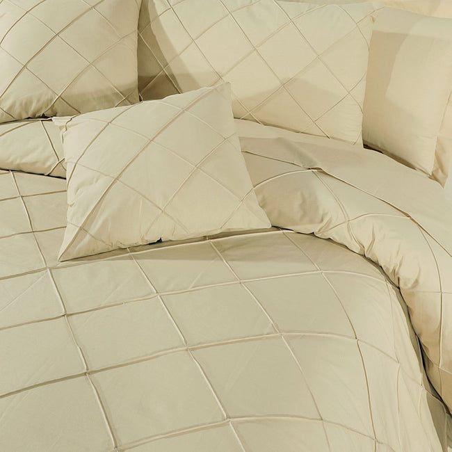 Diagonal Pleated Duvet Cover Set 8 Pcs Beige-40161 RFS Main Image