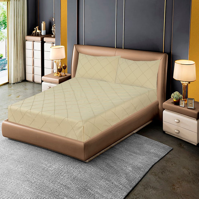 Diagonal Pleated Fitted Sheet Set Sea Mist-40163 Hover Image