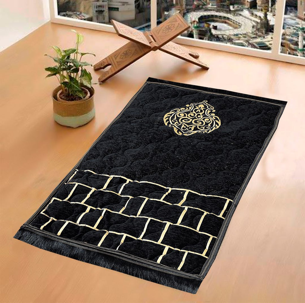 Quilted Prayer Mat (Jainamaz) Motive Black-50104