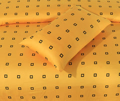Cotton Sateen Bed Sheet Black Square King-30122