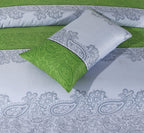 Cotton Sateen Bed Sheet Green Paisley King-30120
