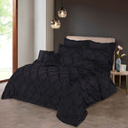 Silk Duvet Cover 8 Pcs Set Pin Tuck Black-40251 RFS