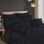 Silk Duvet Cover 8 Pcs Set Pin Tuck Black-40251 RFS