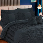 Zigzag Pleated Duvet Cover 8 Pcs Set Gray-40147 RFS