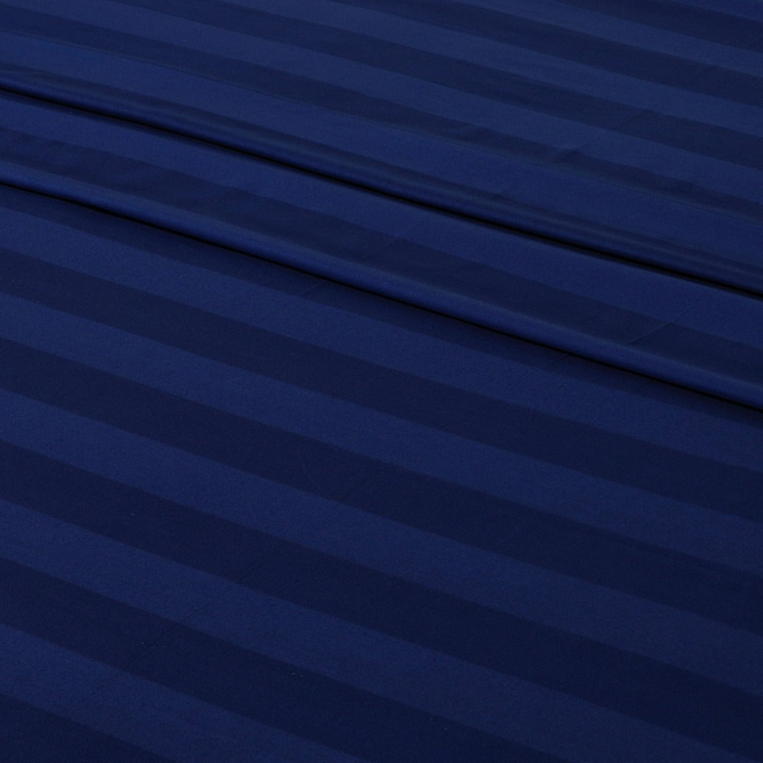 Cotton Sateen Stripe Bed Sheet 5 Pcs Set Medieval Blue-40162