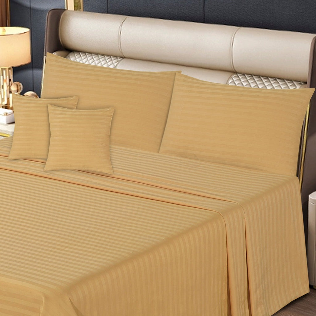 Cotton Sateen Stripe Bed Sheet Set Comsilk-40165