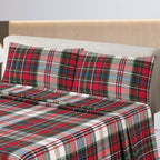 Yarn Dyed Cotton Bed Sheet 3 Pcs Set Red Green Plaid-30177