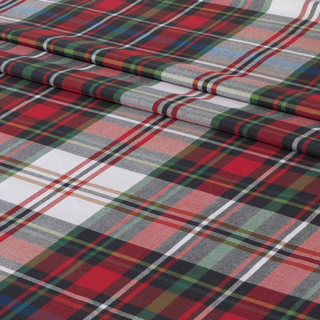 Yarn Dyed Cotton Bed Sheet 3 Pcs Set Red Green Plaid-30177