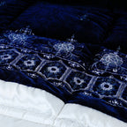 Bridal Comforter Set Velvet Silk Navy & White-40195