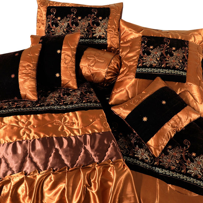 Bridal Comforter Set Velvet Silk Chocolate & Brown-40197 Main Image