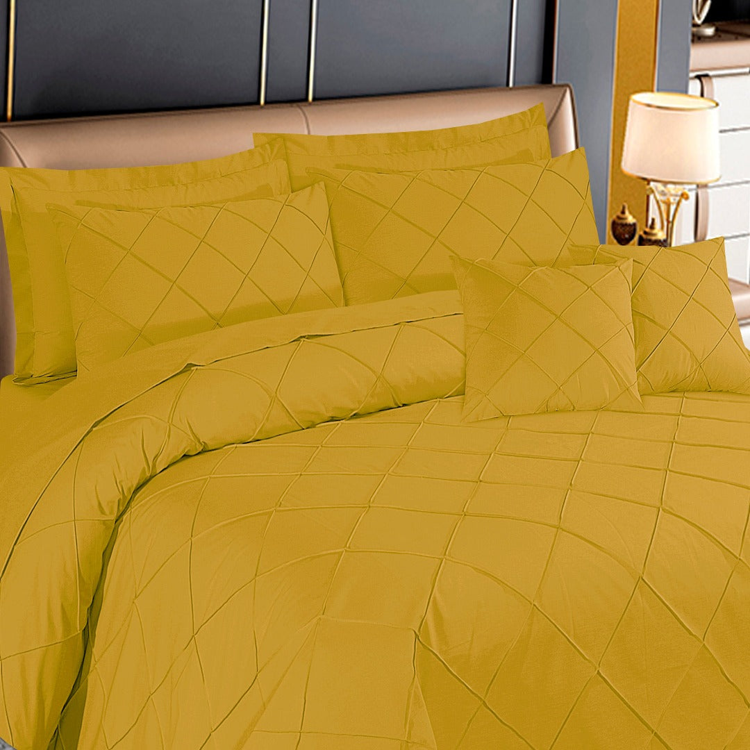 Diagonal Pleated Duvet Cover Set 8 Pcs Tawny Olive-40154 RFS