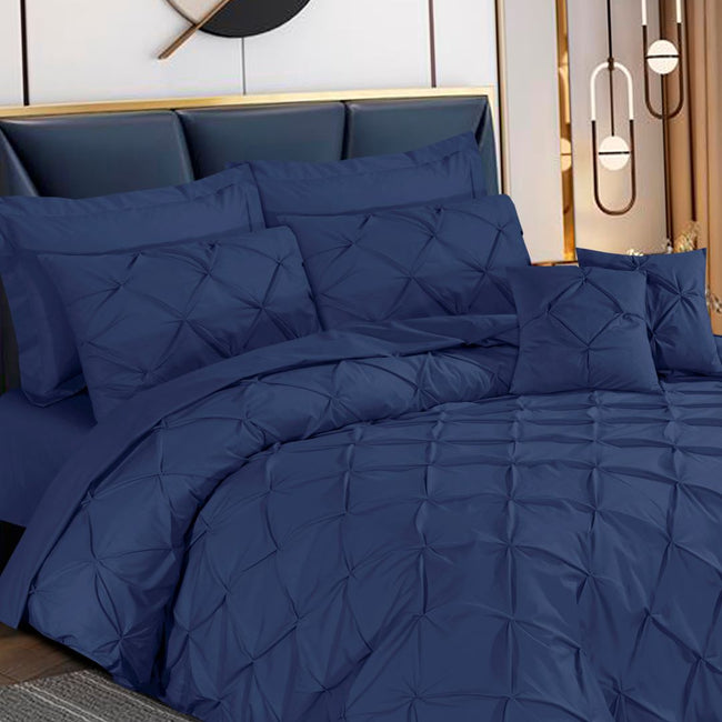 Pin Tuck Duvet Cover 8 Pcs Set Navy-40190 RFS Main Image