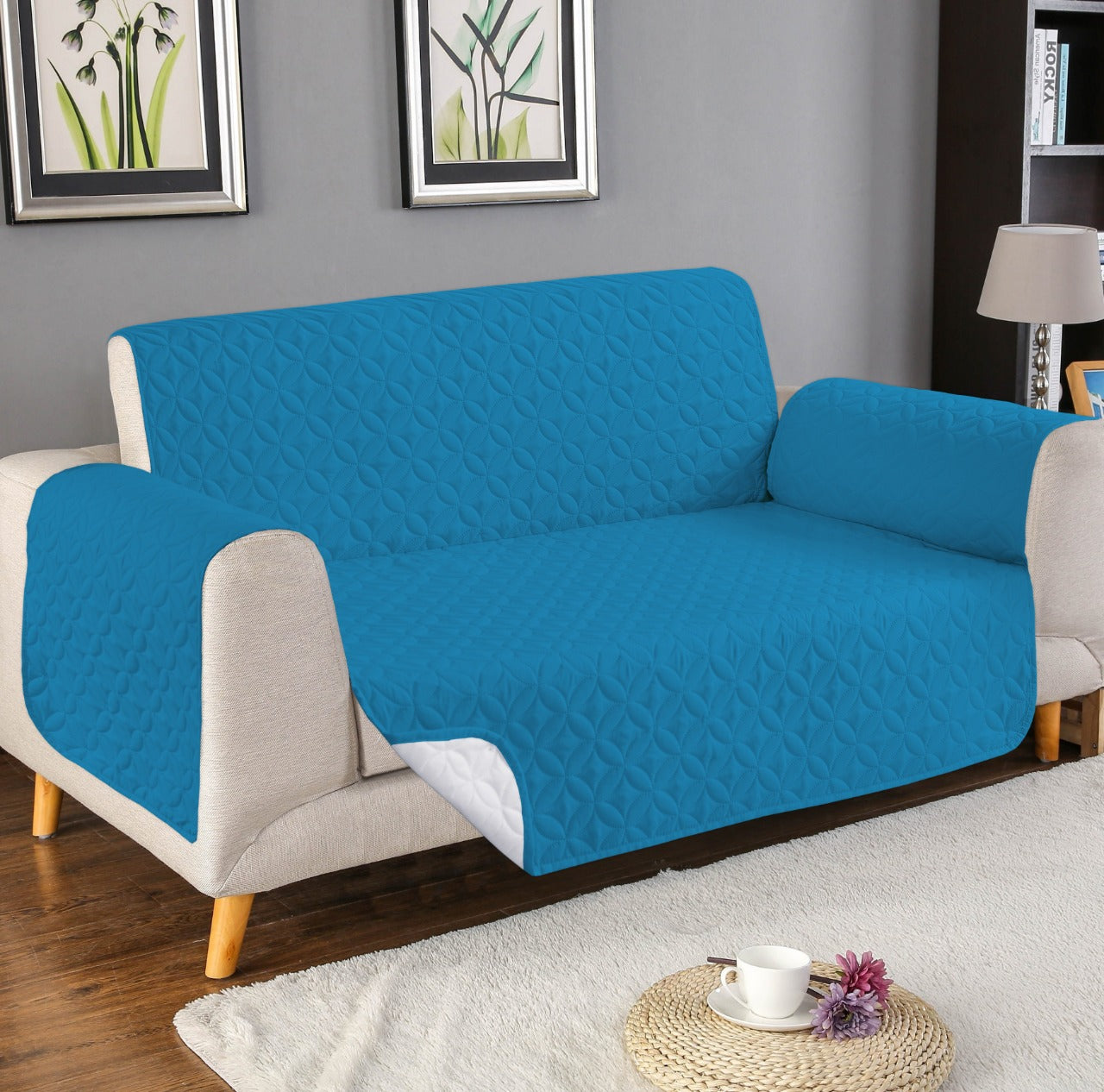 Ultrasonic Microfiber Sofa Cover Blue-RFS