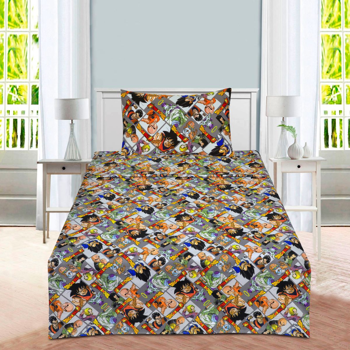 Cartoon Character Bed Sheet Dragon_B Single-30163