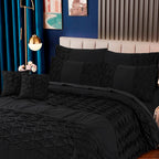 Zigzag Pleated Duvet Cover 8 Pcs Set Black-40130 RFS