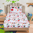Cartoon Character Fitted Sheet Mushroom City Single-30193