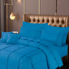 Square Pleated Duvet Cover 8 Pcs Set Methyl Blue-40169 RFS