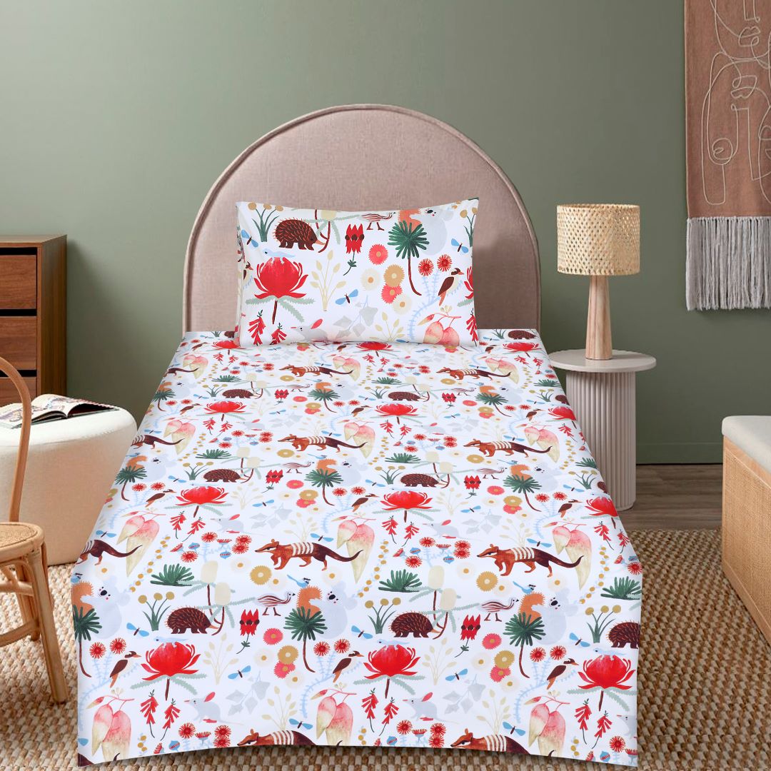 Cartoon Character Bed Sheet Mushroom City Single-30192