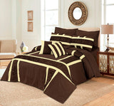 Ruffled & pleats Duvet Cover 8 Pcs Set Brown & Beige-40181 RFS