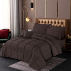 Square Pleated Duvet Cover 8 Pcs Set Brown-40178 RFS