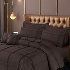 Square Pleated Duvet Cover 8 Pcs Set Brown-40178 RFS