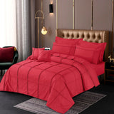 Square Pleated Duvet Cover 3 Pcs Set Red-40175 RFS