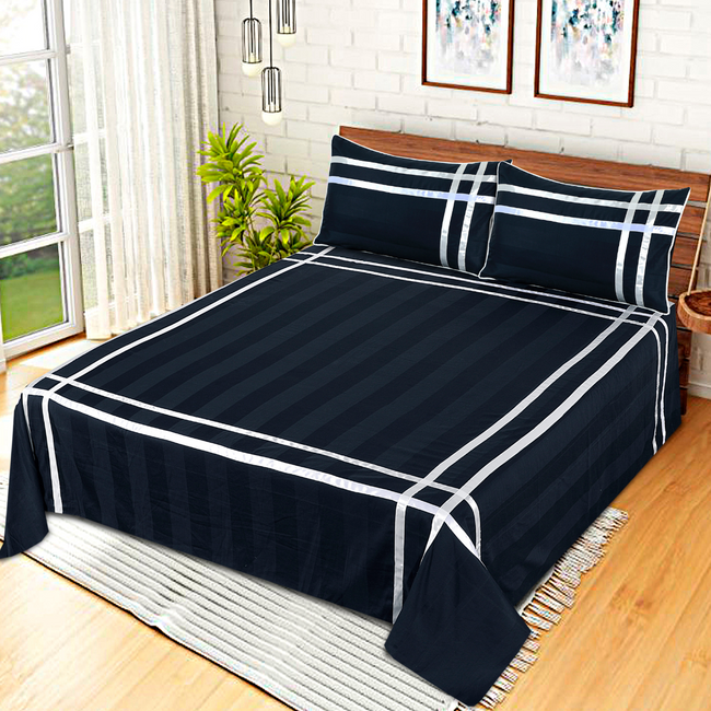 Cotton Sateen Bed Sheet Navy-40101 Hover Image