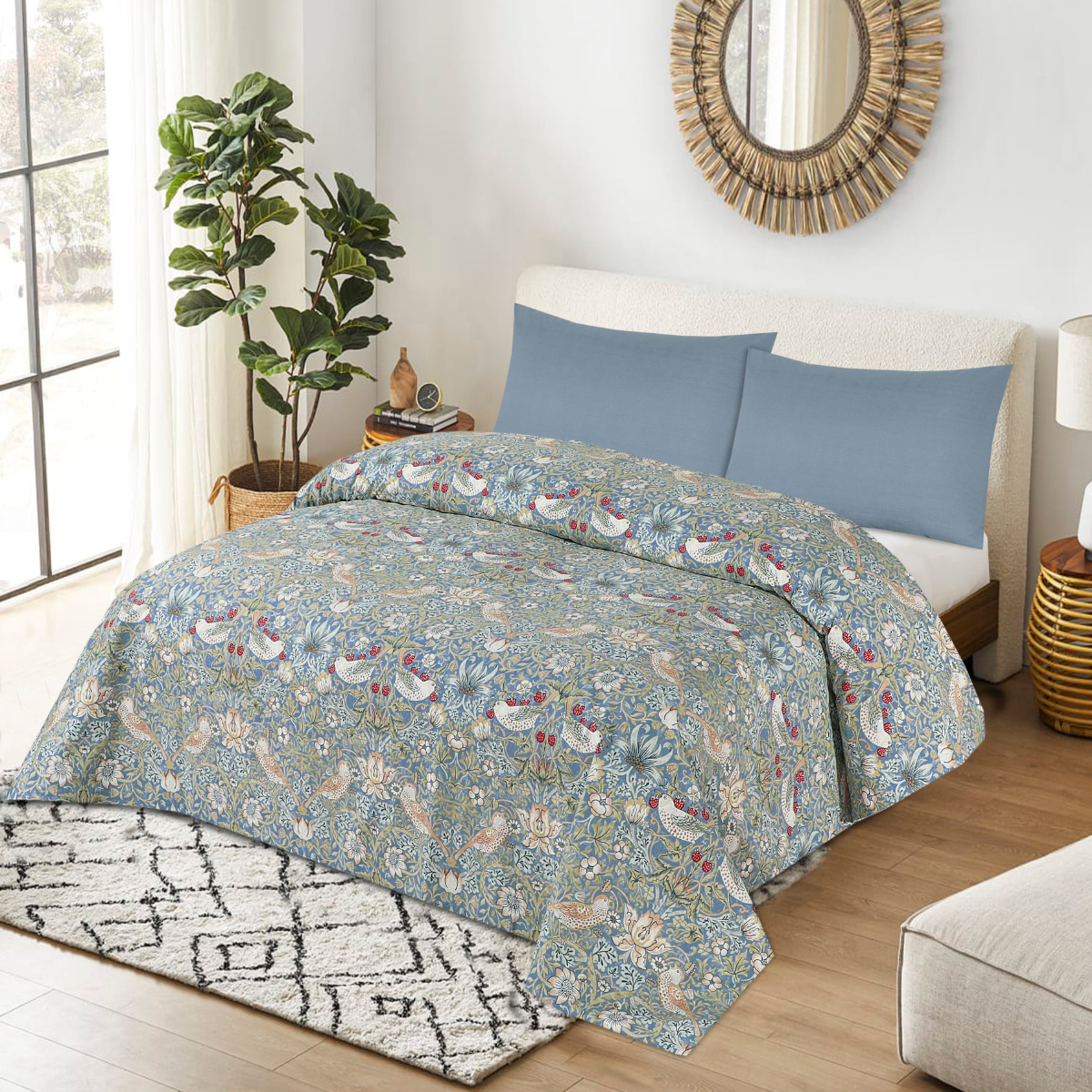 Cotton Percale Bed Sheet Sparrow king-30109